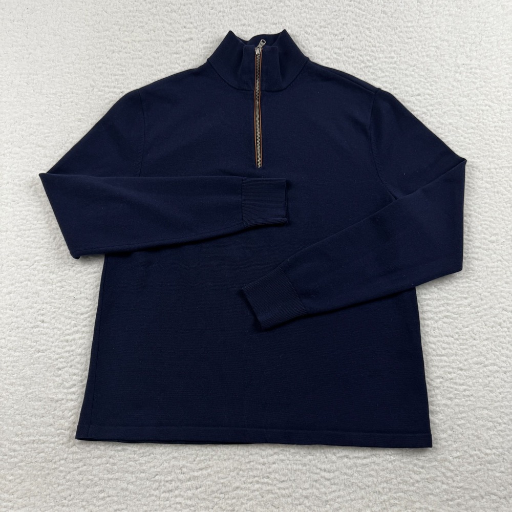 Polo Ralph Lauren RLX Sweater Mens M? Blue Tight Knit Classic Mock Neck 1/4 Zip